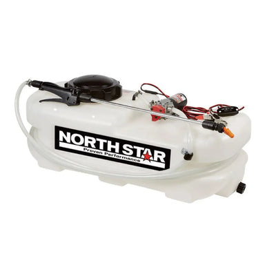 NorthStar 12V ATV spot sprayer with 38L tank, adjustable spray wand, and durable 12-volt pump system for precision weed control and chemical application.