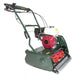 Allett Kensington 20H petrol-powered cylinder mower featuring a Honda GX120 engine, precision 6-blade cutting cylinder, and rear roller for a professional striped lawn finish.
