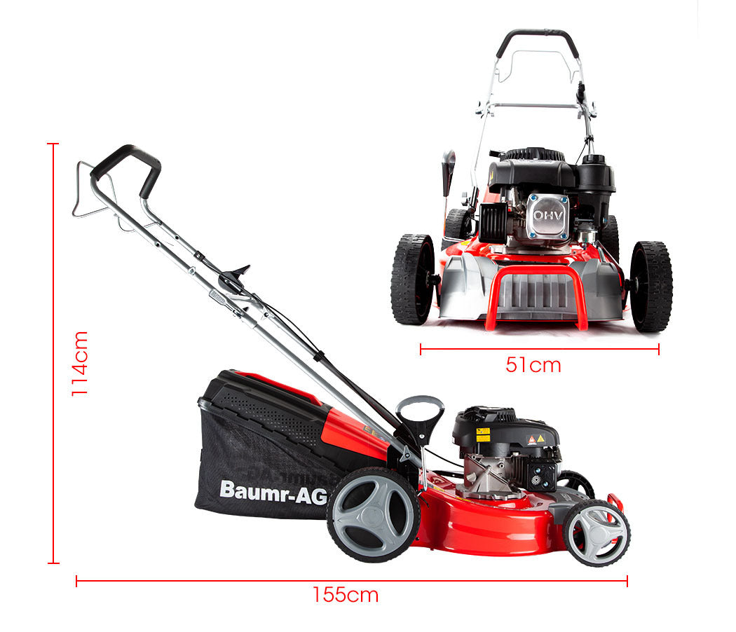 Baumr-AG 18 Inch 175cc Self-Propelled 4-Stroke Petrol Steel Deck Lawnmower Dimension Drawing