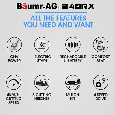 Baumr-AG 24' Ride On Lawn Mower Features