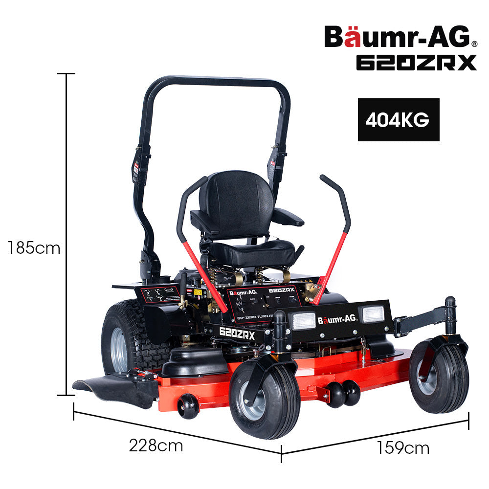 Baumr-AG 62' zero turn ride on lawn mower dimension drawing