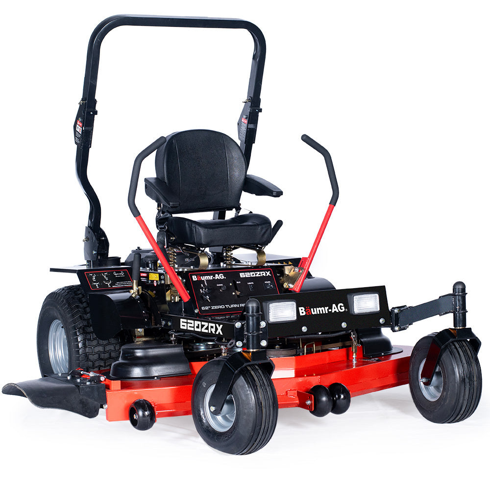 Baumr-AG 62' zero turn ride on lawn mower MOWRIDBMZ62A in white background