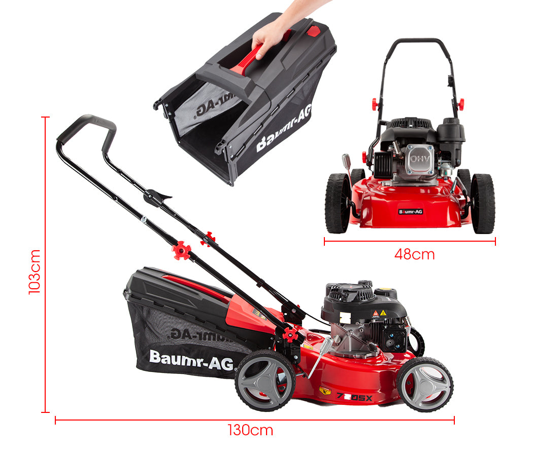 Baumr-AG Lawn Mower 139CC 17'' Petrol Push Lawnmower Dimension Drawing