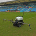 Martin Lishman Micro-Spray turf sprayer shown on a professional football pitch, equipped with extended spray booms and durable wheels. Designed for sports field care, it ensures even chemical application, precise turf treatment, and reliable performance for groundskeepers maintaining stadium-quality playing surfaces.