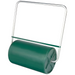 60L lawn roller with green cylindrical drum and silver metal handle, lightweight design for flattening soil and grass, photographed from a front-side angle on a plain white background, ideal for lawn maintenance and turf preparation.