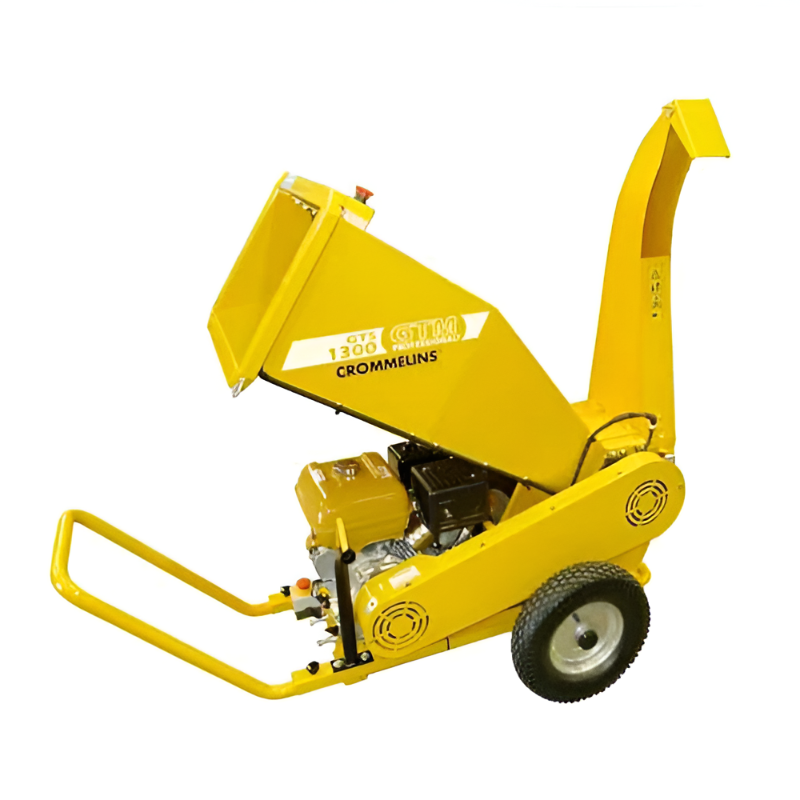 Crommelin wood chipper side view image with white background.