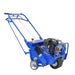 Crommelins 530HP Bluebird 19-inch lawn aerator with blue steel body, black GX Honda petrol engine, and ergonomic handle, photographed from a right-side angle on a plain white background, designed for efficient soil aeration and lawn health improvement