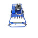 Crommelins 530HP Bluebird 19-inch lawn aerator with blue steel frame, black petrol engine, and visible coring tines, photographed from a top-down front view on a plain white background, designed for professional soil aeration and lawn maintenance.