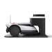 ECOVACS GOAT G1 Robotic Lawn Mower docked in its charging station on a white background. Wire-free robotic mower automatically recharges between mowing sessions, providing continuous, hands-free lawn maintenance for residential gardens.