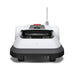 Front view of the ECOVACS GOAT G1 Robotic Lawn Mower on a white background. Wire-free robotic mower with integrated front camera, panoramic sensor, and antenna for automated lawn mowing, accurate navigation, and obstacle detection in residential gardens.