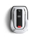 Top view of the ECOVACS GOAT G1 Robotic Lawn Mower on a white background. Wire-free robotic mower with integrated camera and control panel for automated lawn mowing, precise navigation, and efficient maintenance of residential gardens.