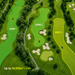Aerial view of a golf course divided into three virtual mowing zones for the FJD RCM01 Robotic Lawn Mower, highlighting intelligent multi-zone management with coverage up to 30,000 square metres in 24 hours.