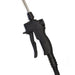 The image displays a close-up of a black, pistol-grip style pneumatic air blow gun or dust blower tool, designed for cleaning and dust removal. It features an ergonomic handle for comfortable grip and a long, thin metal nozzle extending upwards, which allows for precise blowing into narrow or hard-to-reach areas. This type of tool is typically used with compressed air for tasks such as cleaning car interiors, engine compartments, computer cases, or other surfaces and machinery. 