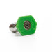 Close-up of FlowZone 25-degree green fan nozzle tip for backpack sprayers, designed for medium-pressure wide spray coverage and lawn care applications.