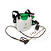 FlowZone MicroBurst battery-powered backpack sprayer with spray wand, lithium-ion battery, and multiple brass nozzles arranged on a white background.