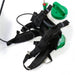 FlowZone MicroBurst battery-powered backpack sprayer showing padded adjustable shoulder straps, ergonomic harness system, and green tank lid, designed for comfortable spraying.