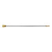 FlowZone stainless steel spray wand with brass fittings on both ends, slim and durable design for high-pressure spraying, photographed from a side view on a plain white background, designed for compatibility with FlowZone Monsoon 2.5 sprayers.