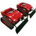 Two red HighTop HT750 remote-controlled tracked lawn mowers with front-mounted blades, shown side by side, designed for slope and heavy grass cutting.