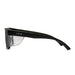 Side view of LIIVE Safety Tradie Polarised sunglasses in matte black with clear blinker side shields. Features durable wraparound arms and high-clarity protection lenses designed for worksites and outdoor environments.