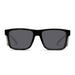 Front view of LIIVE Safety Tradie Polarised sunglasses in matte black with clear side blinkers and smoke lenses. Sleek rectangular frame offers full UV protection and rugged durability for worksites, outdoor labor, and sun safety.