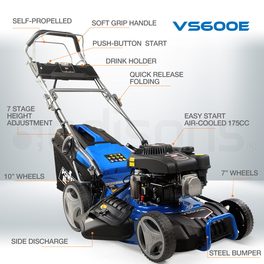 PowerBlade VS600e 18 175cc Electric Start Self Propelled 4 Stroke 4i Lofty Lawn Care Mowers and More