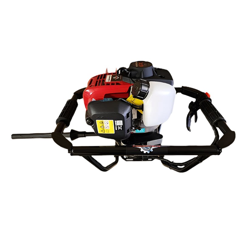 Top view of the Powertech Honda V3 post hole digger featuring a robust Honda GX engine, ergonomic dual handles, and a durable frame for easy earth drilling.