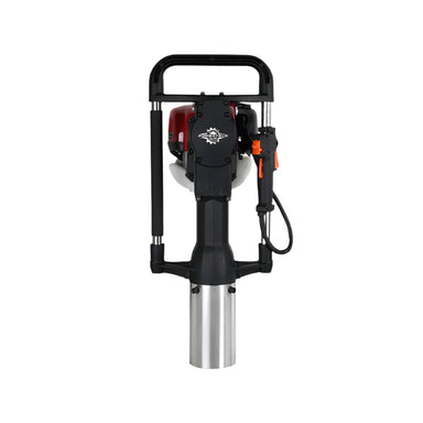 Powertech PPD-100 post driver powered by a reliable Honda GX50 engine, featuring durable handles, a precision throttle control, and a heavy-duty impact head for efficient post installation.
