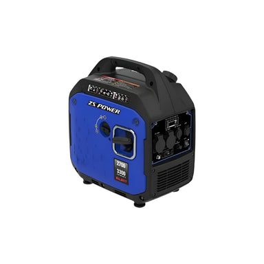 A compact, blue and black Predator BQH3300E inverter generator featuring a sturdy top handle, user interface with power outlets and control switches, air ventilation grille, and clear labeling. Ideal for portable power supply during outdoor or emergency use