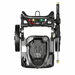 Rato Pressure Washer PW2700-V shown from above on a white background, highlighting the petrol engine, large wheels, spray gun and lance, nozzle tips, handle frame and onboard accessory storage.