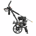 Rato PW3100-H – High Pressure Washer 2600–2700 PSI shown in side profile on a white background, featuring the petrol engine, pump assembly, large wheel, spray gun, coiled hose and extended spray lance.
