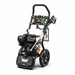 Rato PW3100-H – High Pressure Washer 2600–2700 PSI shown from an angled view on a white background, featuring the petrol engine, spray gun and lance, nozzle tips, large wheels and upright handle frame.