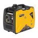 Angled side view of the Rato R3100iE inverter generator in yellow and black design, highlighting the control panel, fuel cap, and side casing. Compact 3000W portable generator ideal for outdoor use, camping, and reliable backup electricity supply.