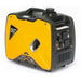 Rato R3100iE yellow and black inverter generator shown from an angled side view, featuring labeled power panel, vents, and handle on top. Compact portable design suitable for reliable outdoor power supply with 3000W capacity for multiple applications.