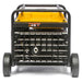 Rear view of the Rato R6000iD-3 open frame inverter generator showing the protective metal grid over the exhaust and rear housing. The heavy-duty wheels, steel frame, and robust design highlight its durability for industrial, outdoor, and emergency backup use.