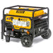 Rato R6000iD-3 open frame inverter generator with rugged yellow and black design, large wheels, and protective cage. The front control panel includes multiple outlets and switches, built for heavy-duty 9500W starting and 5000W running power applications.