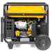 Engine-side view of the Rato R9500iD-3 9.5kW inverter generator, featuring a powerful OHV engine with accessible service points. Shows rugged frame, cooling vents, and wheel kit, ideal for industrial and commercial applications needing reliable high-capacity portable power.