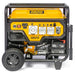 Front view of the Rato R9500iD-3 9.5kW open frame inverter generator. Features digital display, multiple power outlets, electric start button, circuit protection, and sturdy wheels. A heavy-duty petrol generator designed for industrial, commercial, and backup power applications.