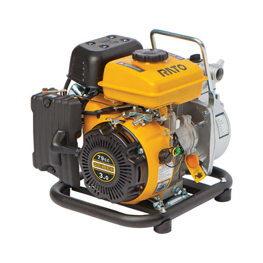 Rato RT25ZB20-1.2Q 1-inch portable transfer pump powered by a 79cc 3hp 4-stroke gasoline engine. Compact and lightweight water pump with durable frame, designed for irrigation, garden watering, tank filling, and general water transfer applications.