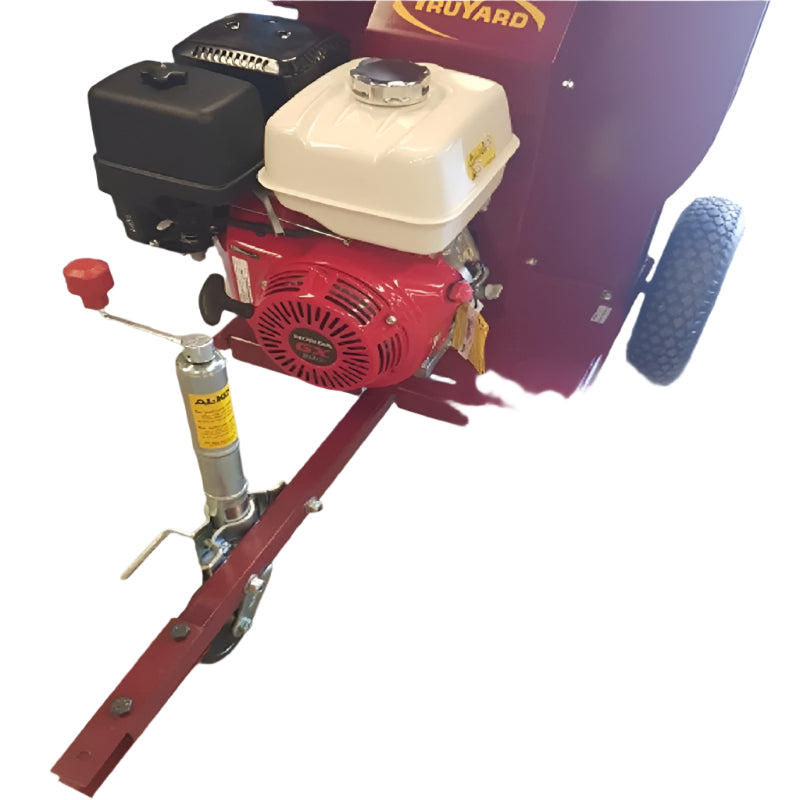 The visible part of the machine shown in the image is primarily the engine and the towing/hitch mechanism of a Truyard C100 Chipper.