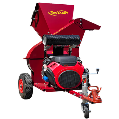 The Truyard C120 Non Road Towable Chipper, powered by a Honda GX690 engine, efficiently processes branches up to 120mm. Its durable steel construction and high-speed discharge system make it ideal for stationary garden and commercial use.