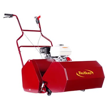 The RM52 mower is powered by a reliable Honda GX200 engine, offering a 21-inch cutting width, six-blade hardened steel cylinder, self-propelled drive with automated clutch, foldable handles, and a 70L grass catcher for efficient lawn maintenance.