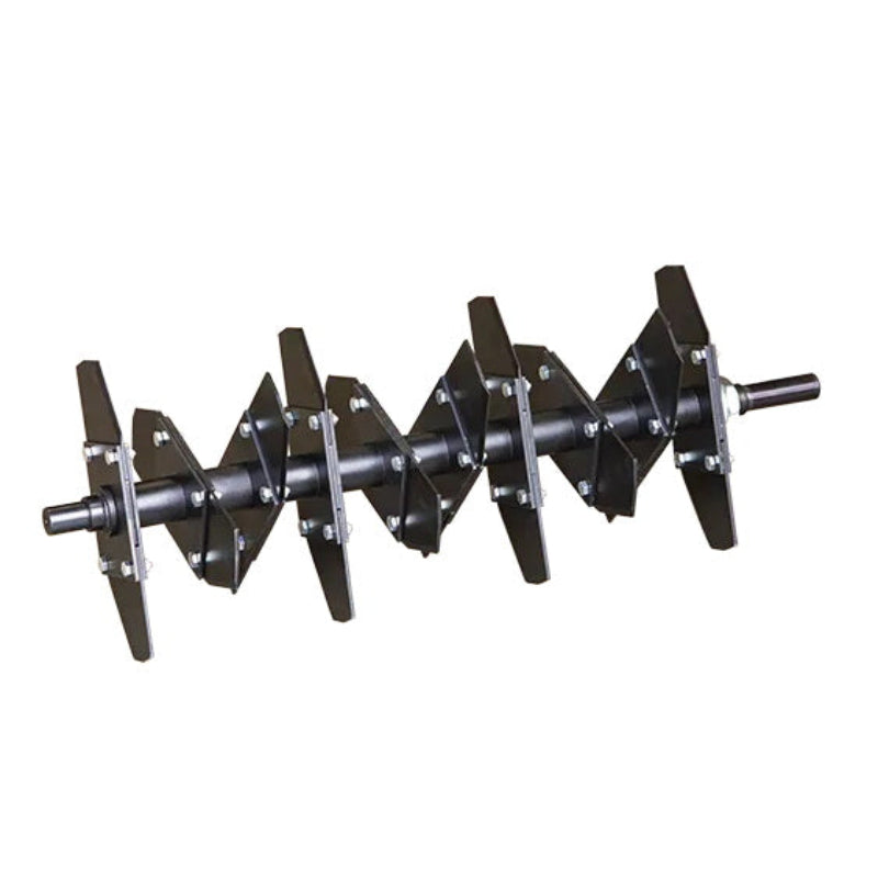 Heavy-duty Vertimower cylinder with multiple precision blades, designed for efficient turf dethatching and aeration in professional lawn maintenance equipment.